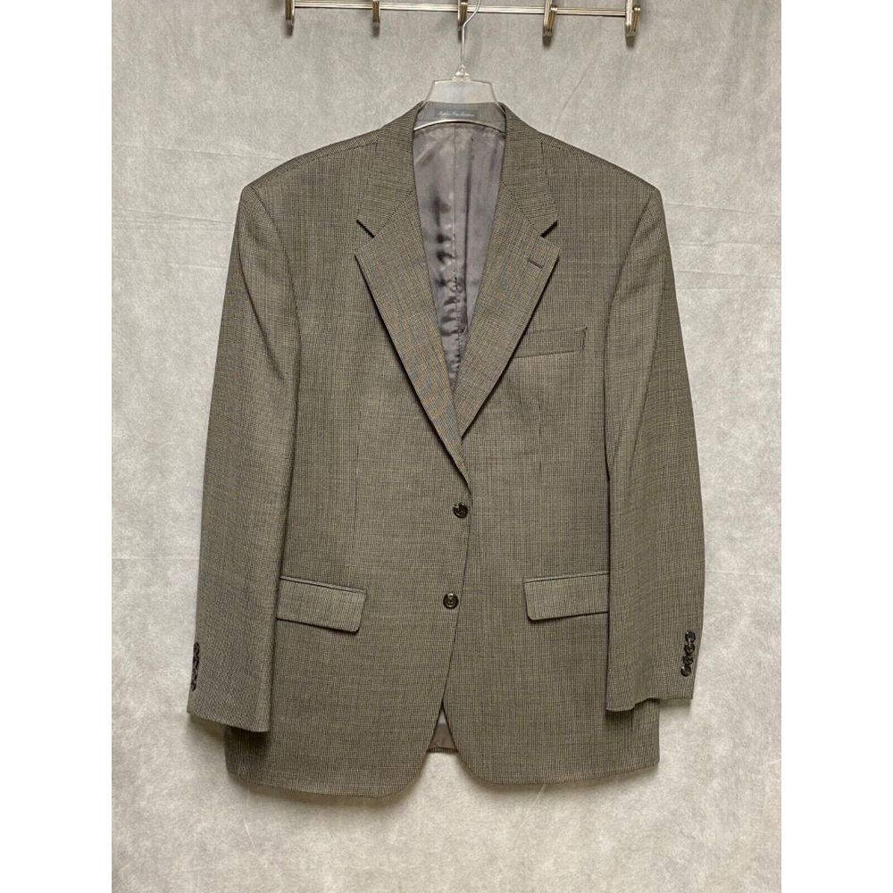 Ralph‎ Lauren Blazer Men 44L Gray Check Wool 2B Career Office Coat Jacket Luxury